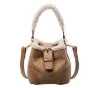 Borsa Crossbody Bucket Faux Fur Borsa con tracolla regolabile(Khaki)