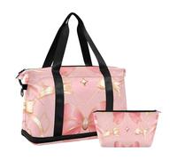 Borsa da allenamento con fiocco color oro rosa, per palestra, sport, con cinghia regolabile, per viaggi in aereo, grande capacità, Fiocco oro rosa, 1 size