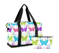 Borsa da allenamento pieghevole bohemien misteriosa borsa da weekend con farfalla colorata con cinghia regolabile per viaggi in aereo