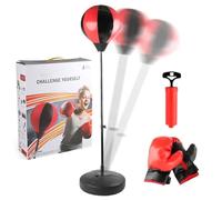 Borsa da allenamento riflessa - Borsa da boxe con guanti - Kit da boxe regolabile con supporto e pallone da boxe | Pompa ad aria | Set di borsa da boxe giocattolo | Guanti da sacco da boxe regolabili