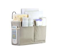 Borsa da Appendere al Comodino Cesto portaoggetti da appendere al comodino for dormitorio, borsa portaoggetti in tessuto di lino e cotone for dormitorio(2)