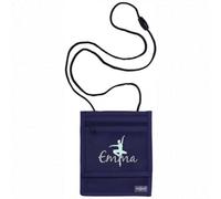 Borsa da appendere al petto con nome, motivo ballerina, ballerina, portafogli personalizzato per bambini, portafogli con chiusura in velcro, blu navy, Classico