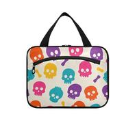 Borsa da appendere beige con teschio in stile cartone animato per uomo con gancio, organizer pieghevole per cosmetici da donna must travel maleta para maquillaje L