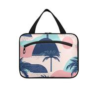 Borsa da appendere con palme estive per le donne con gancio, borsa essenziale di design per il trucco per gli elementi essenziali da viaggio viaggio Porta cosmeticos Mujer para cartera L