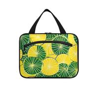 Borsa da appendere giallo verde con fette di limone per viaggiare con gancio, borsa cosmetica impermeabile di design per le donne Must Haves WC maletín para maquillaje L