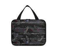 Borsa da appendere in stile gotico con note nere per viaggiare con gancio, designer carino borse cosmetiche per le signore lavoro bolso de maquillaje para Mujer L