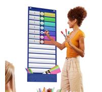 Borsa Da Appendere Per Programma - Grafico Tascabile In Tessuto Oxford | Design Colorato 'orario Giornaliero 33x90 Cm | Aiuta I Bambini A Organizzare Il E Pianificare Le Attività Di Apprendi