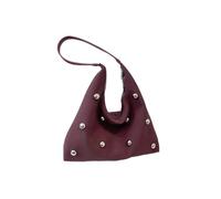 Borsa da ascella con decorazione a rivetto alla moda for donna, primavera e autunno, grande capacità, borsa a mano, borsa a tracolla solida, borsa tote(Wine Red)