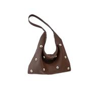Borsa da ascella con decorazione a rivetto alla moda for donna, primavera e autunno, grande capacità, borsa a mano, borsa a tracolla solida, borsa tote(Coffee)