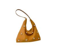 Borsa da ascella con decorazione a rivetto alla moda for donna, primavera e autunno, grande capacità, borsa a mano, borsa a tracolla solida, borsa tote(Brown)