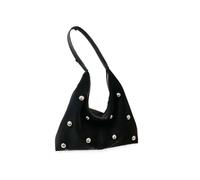 Borsa da ascella con decorazione a rivetto alla moda for donna, primavera e autunno, grande capacità, borsa a mano, borsa a tracolla solida, borsa tote(Black)