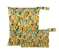 Borsa da bagno a prova di disordine, confezione da 2 elementi essenziali da viaggio per bambini, con manici per pannolini per bambini, palestra (pois leopardati arancioni e nero)