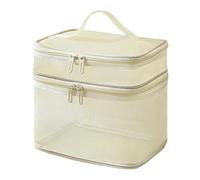 Borsa da bagno, doppio strato in nylon Makeup Organizer, 8,66 x 8,27 x 6,5 pollici, ampia capacità cosmetica per donne ragazze, viaggi amichevoli, acqua resistente e leggera, Giallo chiaro, Se référer