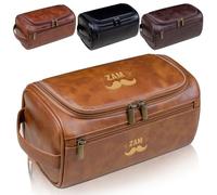 Borsa da bagno in pelle personalizzata da uomo, 9 l, organizer per articoli da toeletta con nome, regalo premuroso per fidanzato, marito, papà, regalo per il testimone dello sposo, Marrone, Borse da