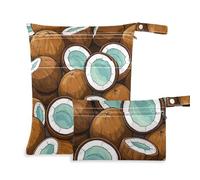 Borsa da bagno riutilizzabile con frutta e cocco, confezione da 2 sacchetti bagnati per costume da bagno con manici per asilo nido