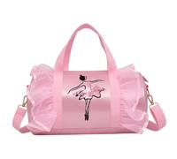 Borsa da ballo per ragazze con garza 30,5 x 17,8 x 17,8 cm borsa con motivo ballerina con tote e cinturino regolabile chiusura a cerniera grande capacità danza con etichetta nome