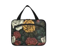 Borsa da barba da uomo con rose rosse gialle bianche da appendere con gancio, borsa cosmetica impermeabile chic per adulti lavoro estuche para brochas maquillaje L