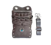 Borsa da barbiere in PU for parrucchiere, strumenti, pettine, forbici, cintura, tracolla(Grey)