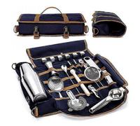 Borsa da Barman in Tela Blu Borsa Singola Portatile per Conservazione Strumenti