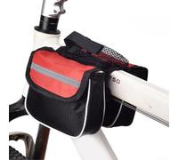 Borsa da bicicletta con montaggio frontale, design impermeabile per riporre il telefono e piccole attrezzature da ciclismo su strada, MTB, pendolari (rete rossa)