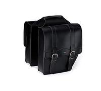 Borsa da bicicletta in pelle 2 vasi doppi pacchetto Montegrappa nero - Made in Italy