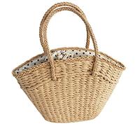Borsa da Borsa un Tracolla da nel Vimini Borsa un Tracolla da Spiaggia Borsa nel Paglia Intrecciata Portafoglio Portatile di Grande Capacità Dot Grande Cestino A