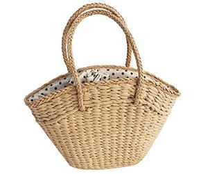 Borsa da Borsa un Tracolla da nel Vimini Borsa un Tracolla da Spiaggia Borsa nel Paglia Intrecciata Portafoglio Portatile di Grande Capacità Dot Grande Cestino A