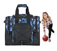 Borsa da bowling 1 palla, borsa da bowling con una palla, supporto singolo, borsa multifunzione con interno imbottito, cintura regolabile, adatta per scarpe, asciugamano per uomini e donne, Blu, Siehe