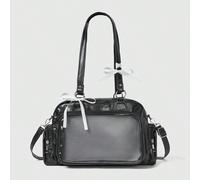 Borsa da bowling di stile giapponese Harajuku, di grande capacità, carina, con elementi di badge, adatta per studenti di sesso femminile, borsa multifunzionale a tracolla e zaino Solo la borsa senza b