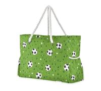 Borsa da calcio Green Field a prova di sabbia con tasche laterali Tote Bag portatile con portabicchieri sul lato