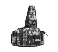 Borsa da campeggio di grande capacità impermeabile multifunzionale esche marsupio borsa a tracolla all'aperto borsa da pesca borsa esche borsa, Grigio mimetico., 38*14*21cm