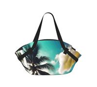 Borsa da campeggio pieghevole con palme tropicali da spiaggia, borsa da viaggio impermeabile, materasso da campeggio per parco all'aperto spiaggia
