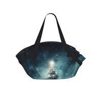 Borsa da campeggio pieghevole con stampa albero di Natale neve borsa da viaggio impermeabile materasso da campeggio per parco all'aperto spiaggia