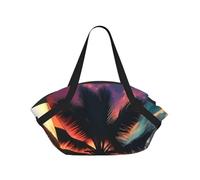 Borsa da campeggio pieghevole con stampa tropicale con palme e tramonto borsa da viaggio impermeabile materasso da campeggio per parco all'aperto spiaggia