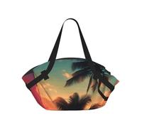 Borsa da campeggio pieghevole con stampa tropicale di palma da spiaggia, borsa da viaggio, impermeabile, materasso da campeggio per parco all'aperto spiaggia
