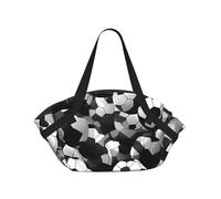 Borsa da campeggio pieghevole in bianco e nero con stampa a forma di pallone da calcio borsa da viaggio impermeabile materasso da campeggio per parco all'aperto spiaggia