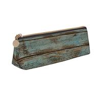 Borsa da cancelleria in pelle con stampa a triangolo in legno antico rustico - Borsa per cosmetici, bianco, Taglia unica, Organizer per borse