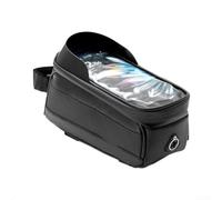 Borsa da ciclismo impermeabile in PVC con pannello touch screen trasparente, porta di accesso per cuffie e visiera che riduce i riflessi, supporto stabile per riporre la bicicletta, nero (A)