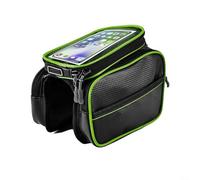 Borsa da ciclismo per telaio anteriore per bici da strada e mountain bike, impermeabile, in poliuretano, con finestra trasparente per navigazione in tempo reale (verde)