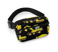 Borsa da cintura alla moda, piccola borsa, portatile con tracolla regolabile per attività all'aperto, allenamento, viaggi, casual, cool, nero, giallo, escavatore, macchine da costruzione