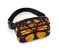 Borsa da cintura alla moda, piccola borsa, portatile con tracolla regolabile per donne e uomini, farfalla monarca arancione.