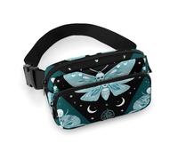 Borsa da cintura alla moda, piccola borsa, portatile con tracolla regolabile per donne e uomini, occultismo, goth, falena, teschio morto, luna