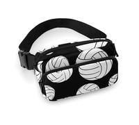 Borsa da cintura alla moda, piccola borsa, portatile con tracolla regolabile per donne e uomini, pallone da pallavolo bianco e nero
