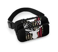 Borsa da cintura alla moda, piccola, portatile con tracolla regolabile per attività all'aperto, allenamento, viaggi, casual, mimetica, bandiera americana, caccia, mimetica, nera