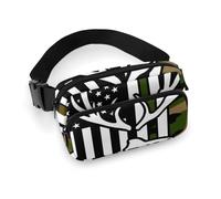 Borsa da cintura alla moda, piccola, portatile con tracolla regolabile per attività all'aperto, allenamento, viaggi, caccia casual, pesca al black bass, esca mimetica, bandiera americana nera