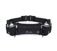 Borsa da cintura da corsa Borse da corsa Bottiglia d'acqua in vita Campeggio all'aperto Escursionismo Fitness Uomo Donna Palestra Borsa da cintura leggera Sport Femminile Mar, Nero con 2 bottiglie,