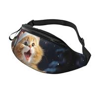 Borsa da cintura da donna alla moda, con tracolla, con simpatico gatto che canta canti natalizi, con tracolla regolabile