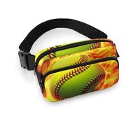 Borsa da cintura da donna alla moda, piccola, portatile, con tracolla regolabile, a forma di palla da baseball, softball e fiamma.