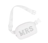 Borsa da cintura da sposa con perle accentate per spose damigelle d'onore evento formale addio al nubilato festa di laurea perle lettera accessorio di nozze, Mrs, Taglia unica, Bellezza di massa