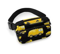 Borsa da cintura da uomo alla moda, piccola borsa, portatile con tracolla regolabile, escavatore Buldozer nero giallo, macchine da costruzione